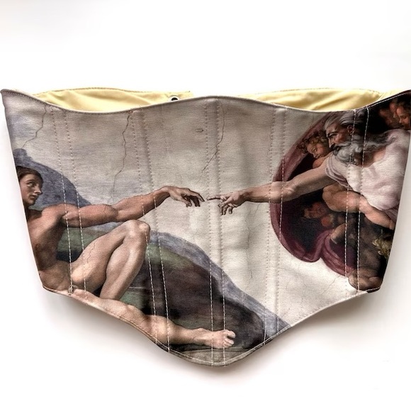 Under Bust Renaissance Corset Inspired by The Creation of Adam - Picture 5 of 7